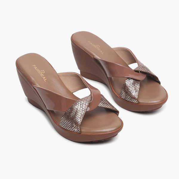 Contemporary Cross Wedges brown side angle
