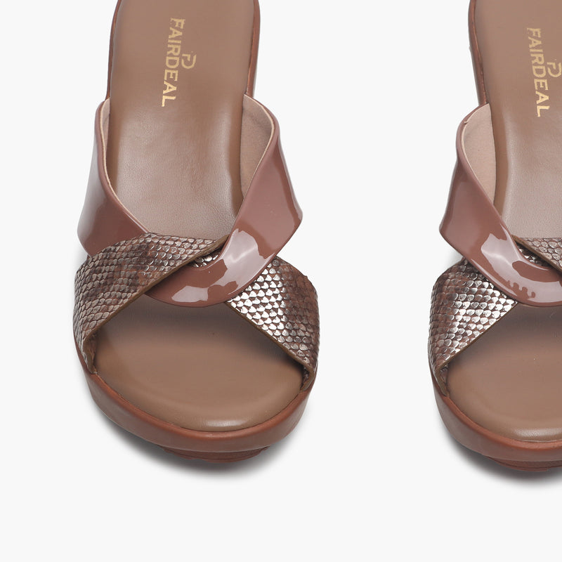 Contemporary Cross Wedges brown front zoom