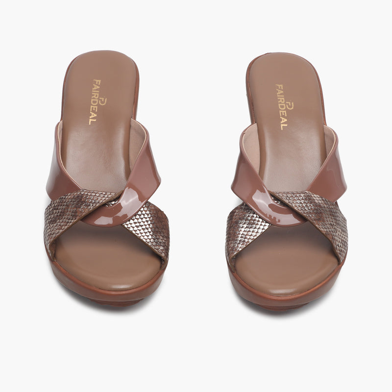 Contemporary Cross Wedges brown front