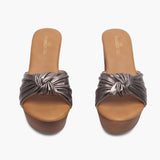 Knot Embellished Heels metallic front