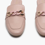 Chainlink Accented Flat Mules pink front zoom