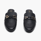 Chainlink Accented Flat Mules black front