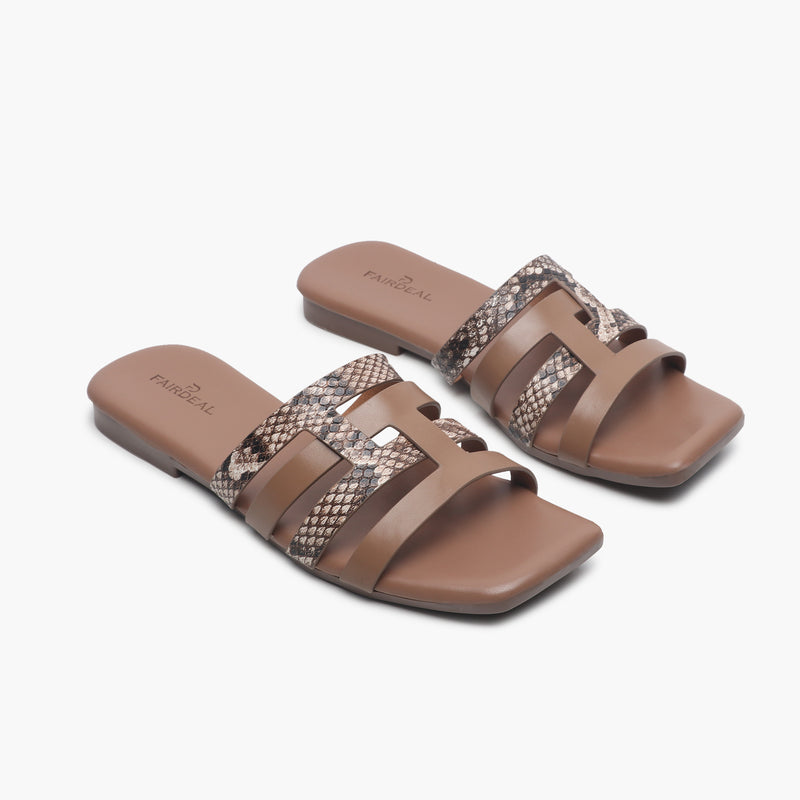 Asymmetric Slides brown side angle