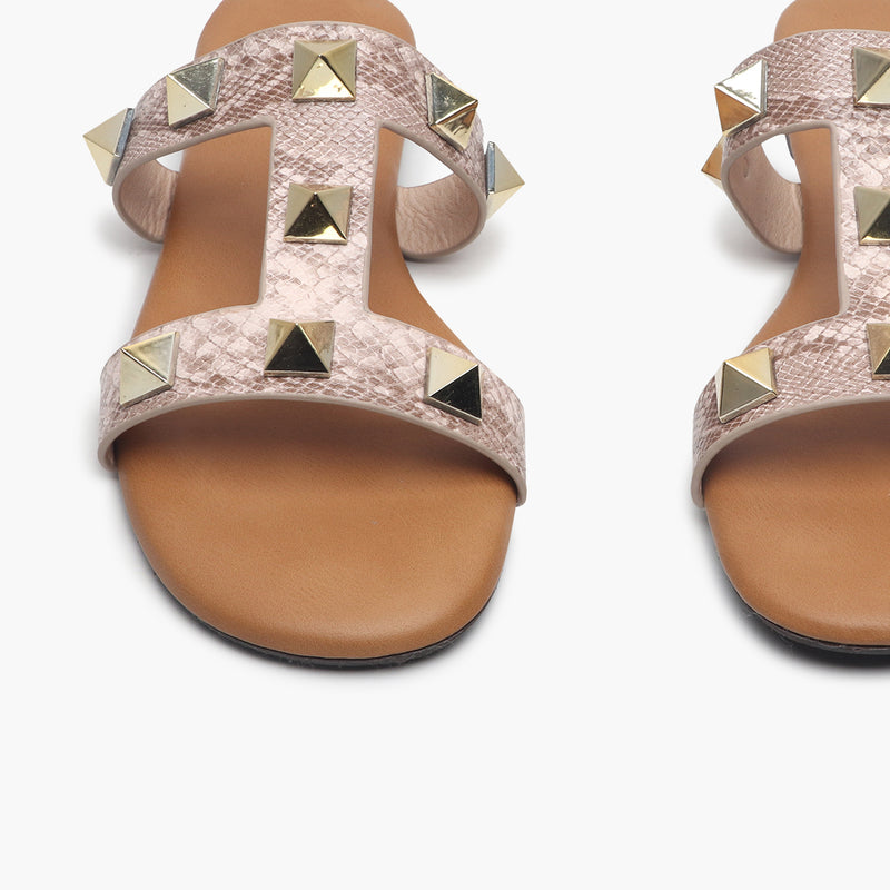 Chunky Studded Flats pink front zoom