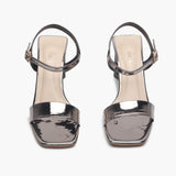 Angular Sculptural Heel Sandals metallic front