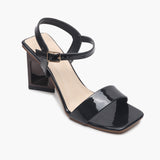 Angular Sculptural Heel Sandals black side single