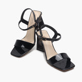 Angular Sculptural Heel Sandals black