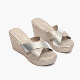 Dual Tone Cross Wedges gold side angle