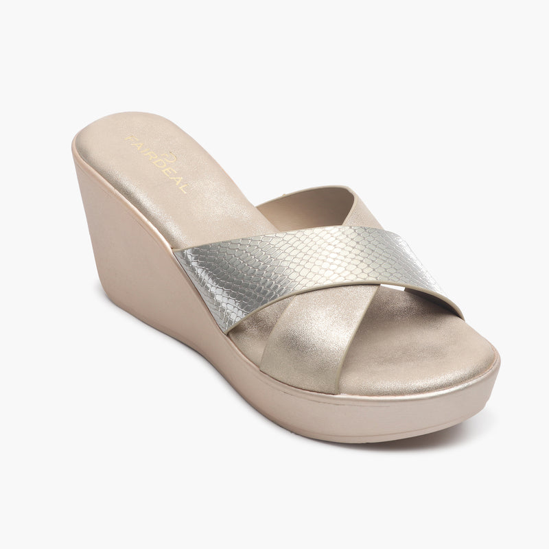 Dual Tone Cross Wedges gold side single