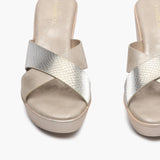 Dual Tone Cross Wedges gold front zoom
