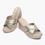 Dual Tone Cross Wedges gold