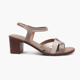 Strappy Lightweight Sandals beige side profile with heel