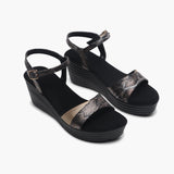 Wedge Heel Sandals black side angle