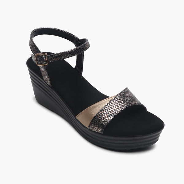 Wedge Heel Sandals black side single