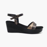 Wedge Heel Sandals black side profile with heel