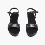 Wedge Heel Sandals black front