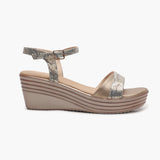 Wedge Heel Sandals gold side profile