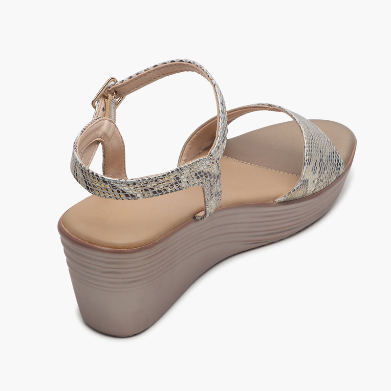 Wedge Heel Sandals gold back