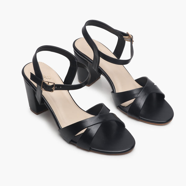 Classic Cross Sandals black side angle