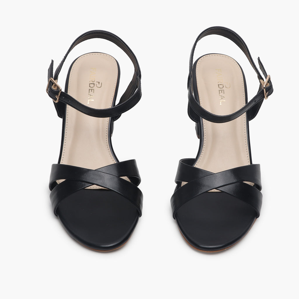 Iva - Black Low Heel Sandals – Prologue Shoes