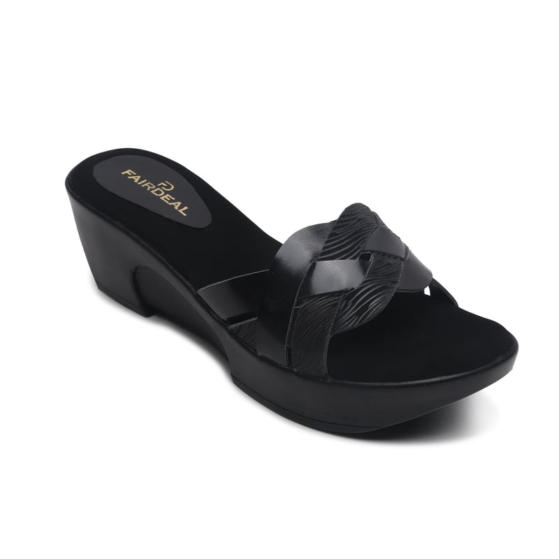 Shimmery Symmetric Strap Wedges black side single