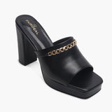 Chainlink Embellished Heels black side single