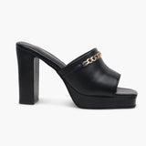 Chainlink Embellished Heels black side profile wit heel