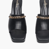 Chainlink Embellished Heels black front zoom