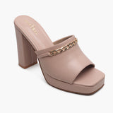 Chainlink Embellished Heels pink side single