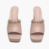 Chainlink Embellished Heels pink front