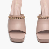 Chainlink Embellished Heels pink front zoom