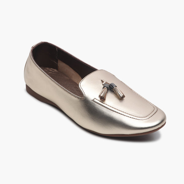 Tassle Accented Loafers gold side single
