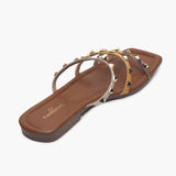 Strappy Studded Flats brown back