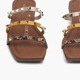 Strappy Studded Flats brown front zoom