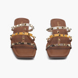 Strappy Studded Flats brown front