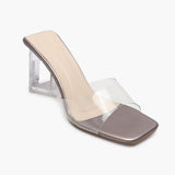 Sculptural Acrylic Heels Slip ons metallic side single