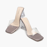 Sculptural Acrylic Heels Slip ons metallic