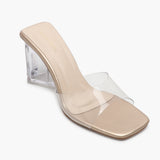 Sculptural Acrylic Heels Slip ons gold side single