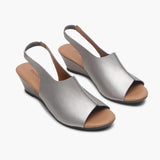 Backstrap Wedge Sandals metallic side angle