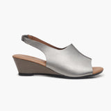 Backstrap Wedge Sandals metallic side profile with heel