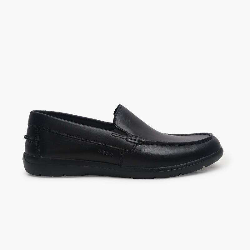 Geox Leitan Loafers black side profile with heel
