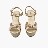 Symmetric High Heel Platforms gold front angle