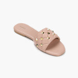 Quilted Studded Slides pink side single