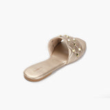 Quilted Studded Slides gold back angle