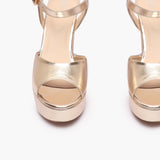 Bold Platform Sandals gold front angle zoomed in