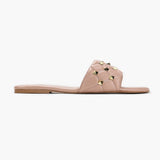 Quilted Studded Slides pink side profile with heel