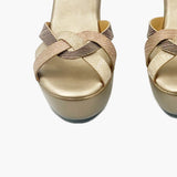 Symmetric High Heel Platforms gold front angle zoomed