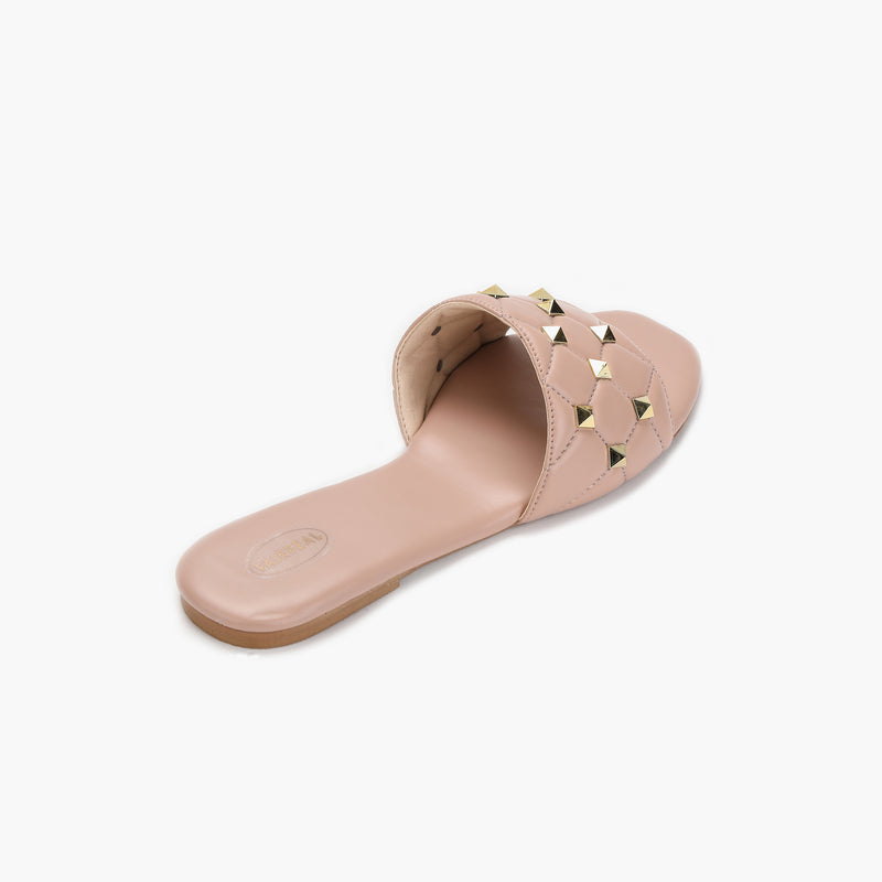 Quilted Studded Slides pink back angle