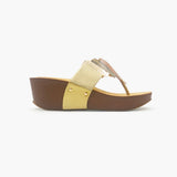 Multiple Striped Wedges antique side profile with heel