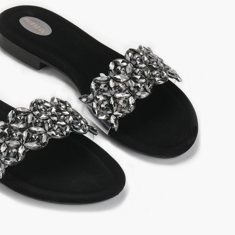 Embellished Slides black side angle zoom